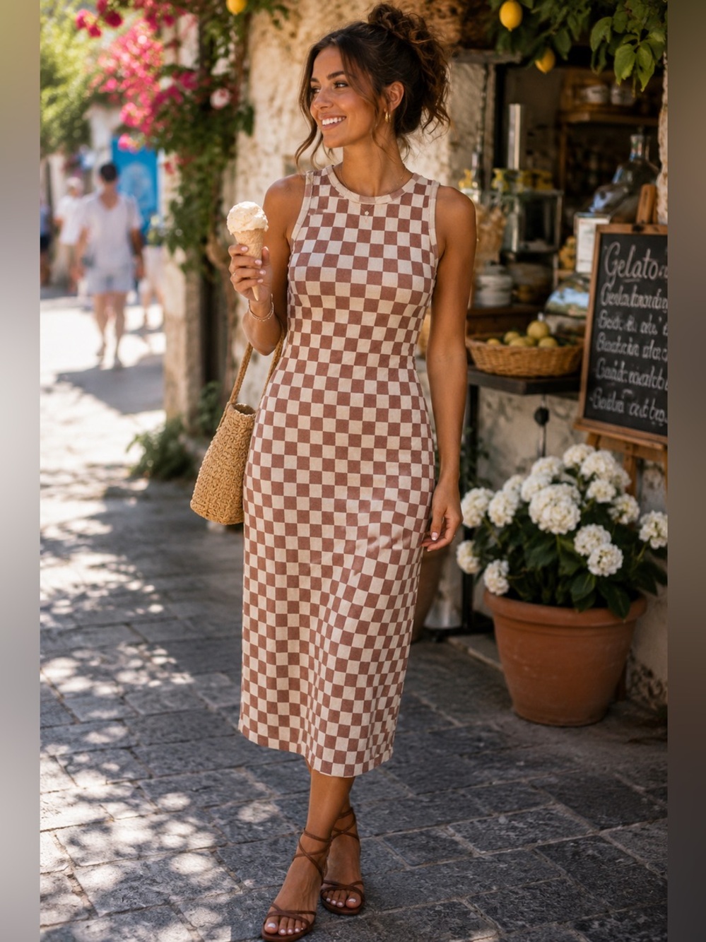 ARAMINTA JAMES Cruze Terry Dress Retro Check Cotton